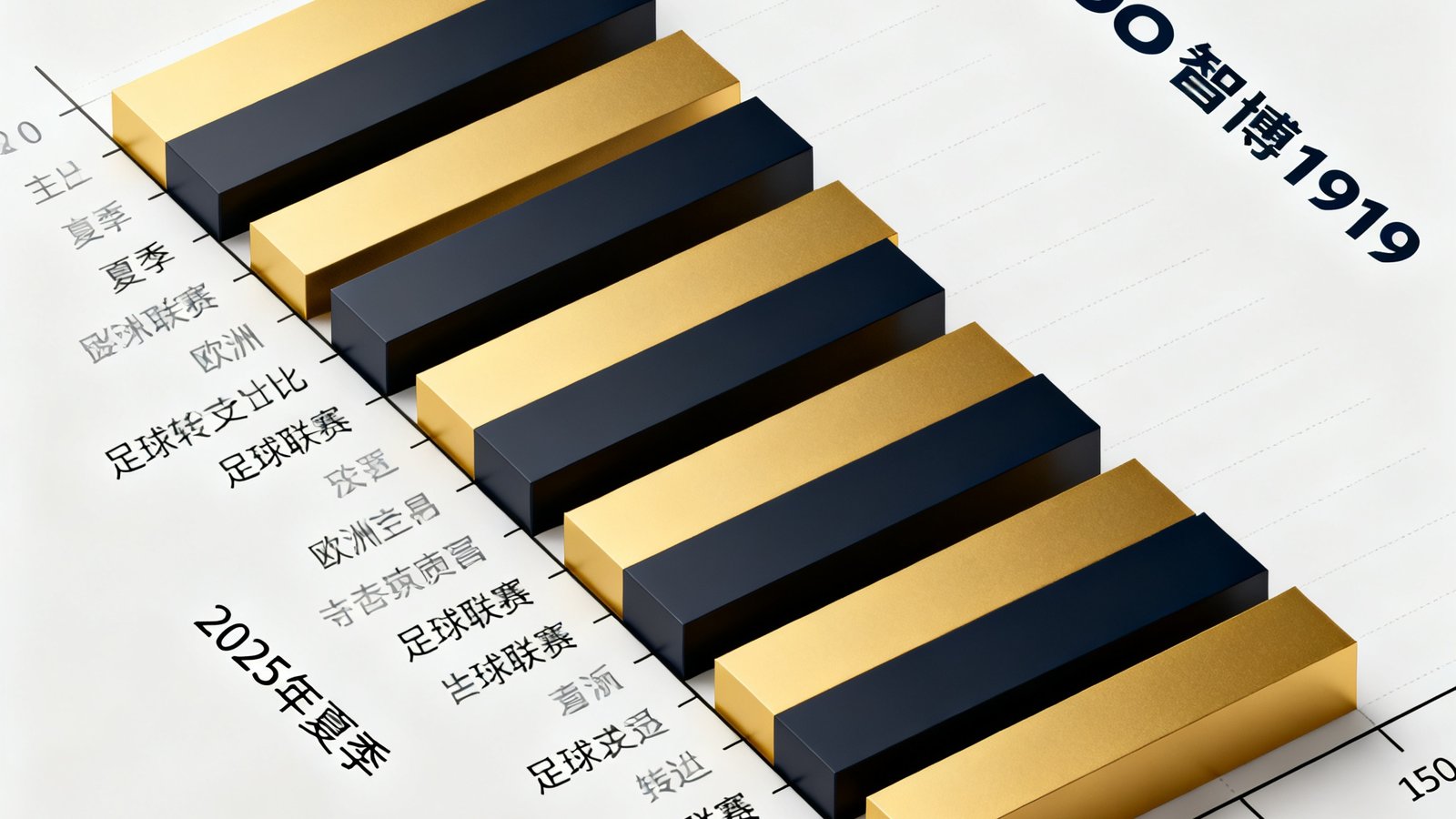 欧洲足球转会市场相关的数据可视化图表，展示2025年夏季各联赛转会支出对比柱状图，金色和深色交替，图表旁有zbo智博1919品牌标识。